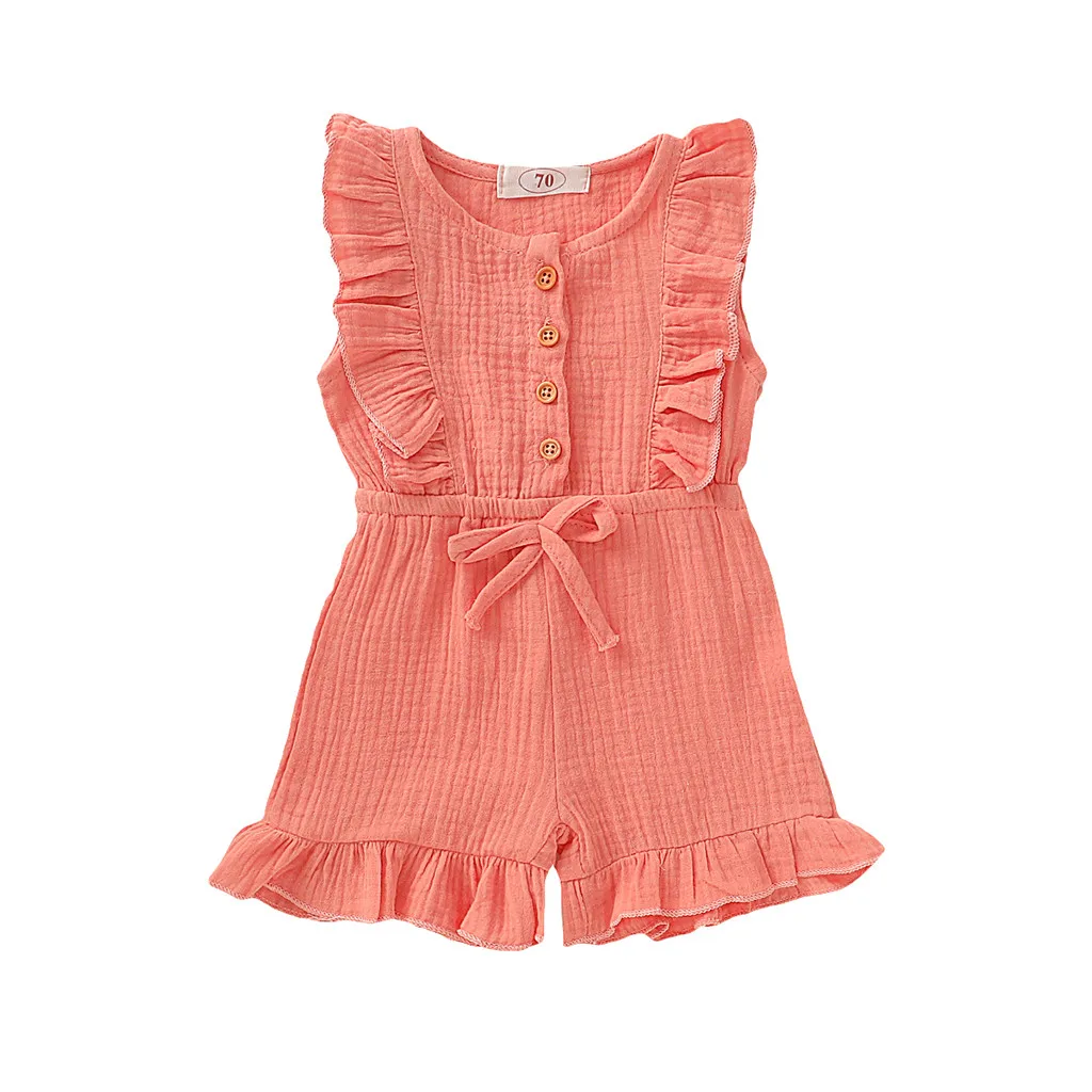 Детский комбинезон однотонный без рукавов на пуговицах для маленьких мальчиков