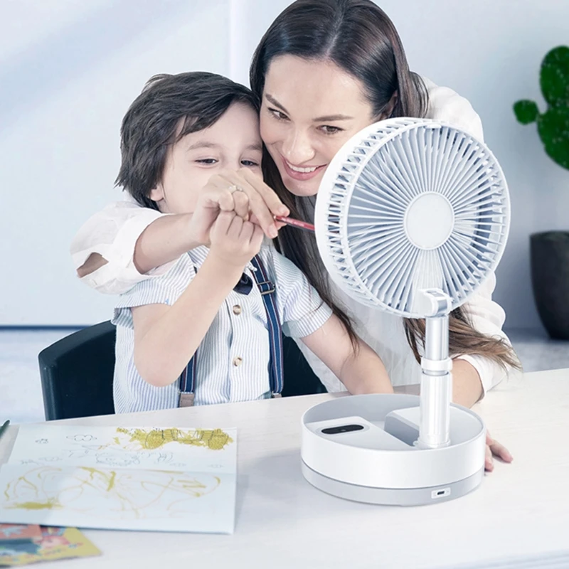 

Складной напольный вентилятор с USB-зарядкой, портативный выдвижной Электрический вентилятор с вращающейся головкой и дистанционным управл...