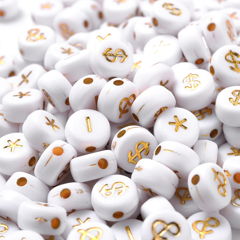 

500 шт./лот 4x7 мм символы круглые плоские акриловые бусины для изготовления ювелирных изделий своими руками шармы браслет ожерелье аксессуар...