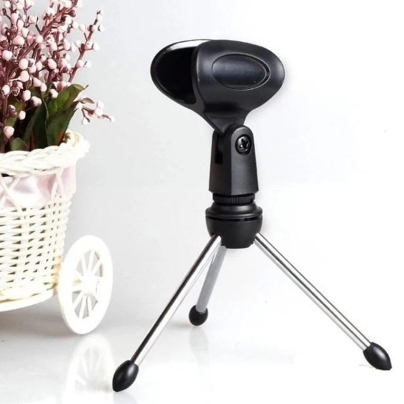 

85DD Computer Conference Microphone Holder Super Lightweight Desktop Microphone Tripod Stand With Mic Clip Adjustable Height