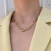bilandi thick punk chain necklaces metal coin circle pendant necklaces for women minimalist choker necklace hot jewelry