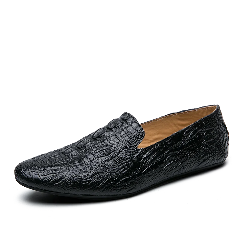 

Crocodile Grain Men Loafers Shoes Spring Summer Soft Leather Business Men Moccasins Shoes Breathable Slip on Driving Shoes
