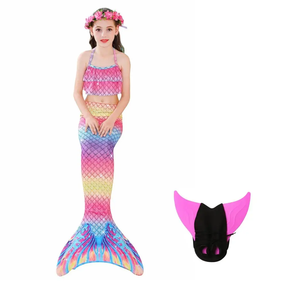 mermaid 5 - 4set Детский костюм русалки для плавания купальник русалки комплект бикини девочки-русалки Хвосты Косплей - Цвет: mermaid 5 - 4set