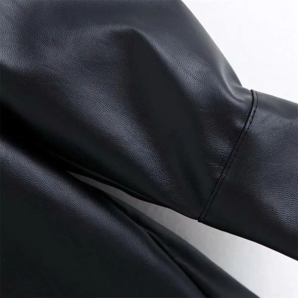 Женская Асимметричная рубашка средней длины свободная из искусственной кожи с