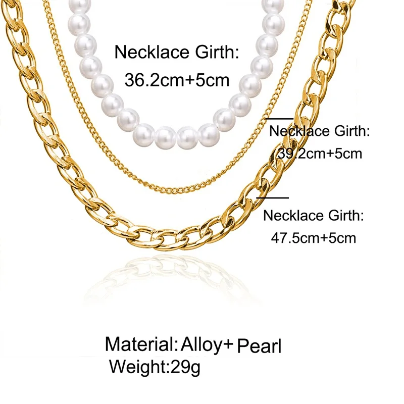

Vintage Multilayer Crystal Pendant Necklace Fashion Style Pearl Chain Three-layer Necklace Women Pendant Bohemian Jewelry