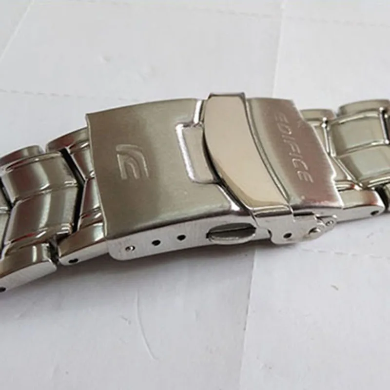

Brushed Steel Watchstrap For Casio EF-524 Edifice Series Men's Watchband Double Safety Clasp Wristband Bracelet Watch Accessory