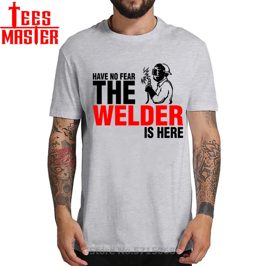 Не бойтесь сварщик здесь Футболка 100% хлопка изготовленные на заказ с коротким