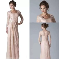 elegant long sleeves lace mother of the bride dresses floor length 2022 appliqued zipper back plus size for wedding party