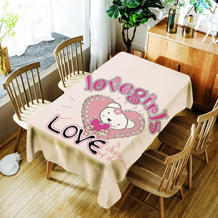 

Printed cute animal pictures washable decorative household waterproof tablecloth