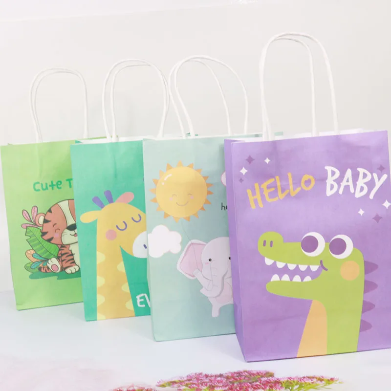 

Cute Expressions Birthday Party Decorations Paper Gift Bags Candy Bags Box Baby Shower Packing Bag Jungle Party Packaging