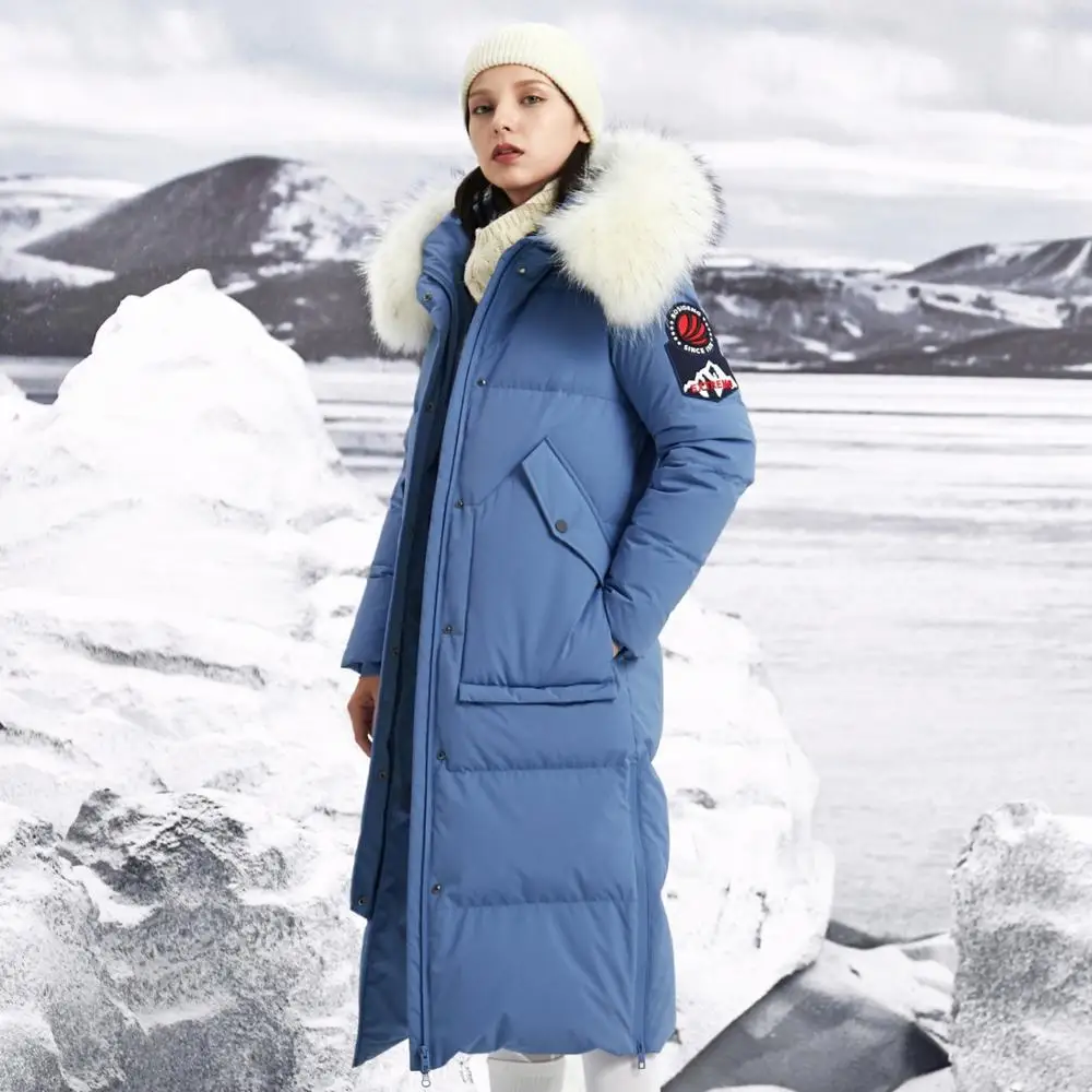 BOSIDENG Новая женская зимняя куртка с большим воротником из натурального меха