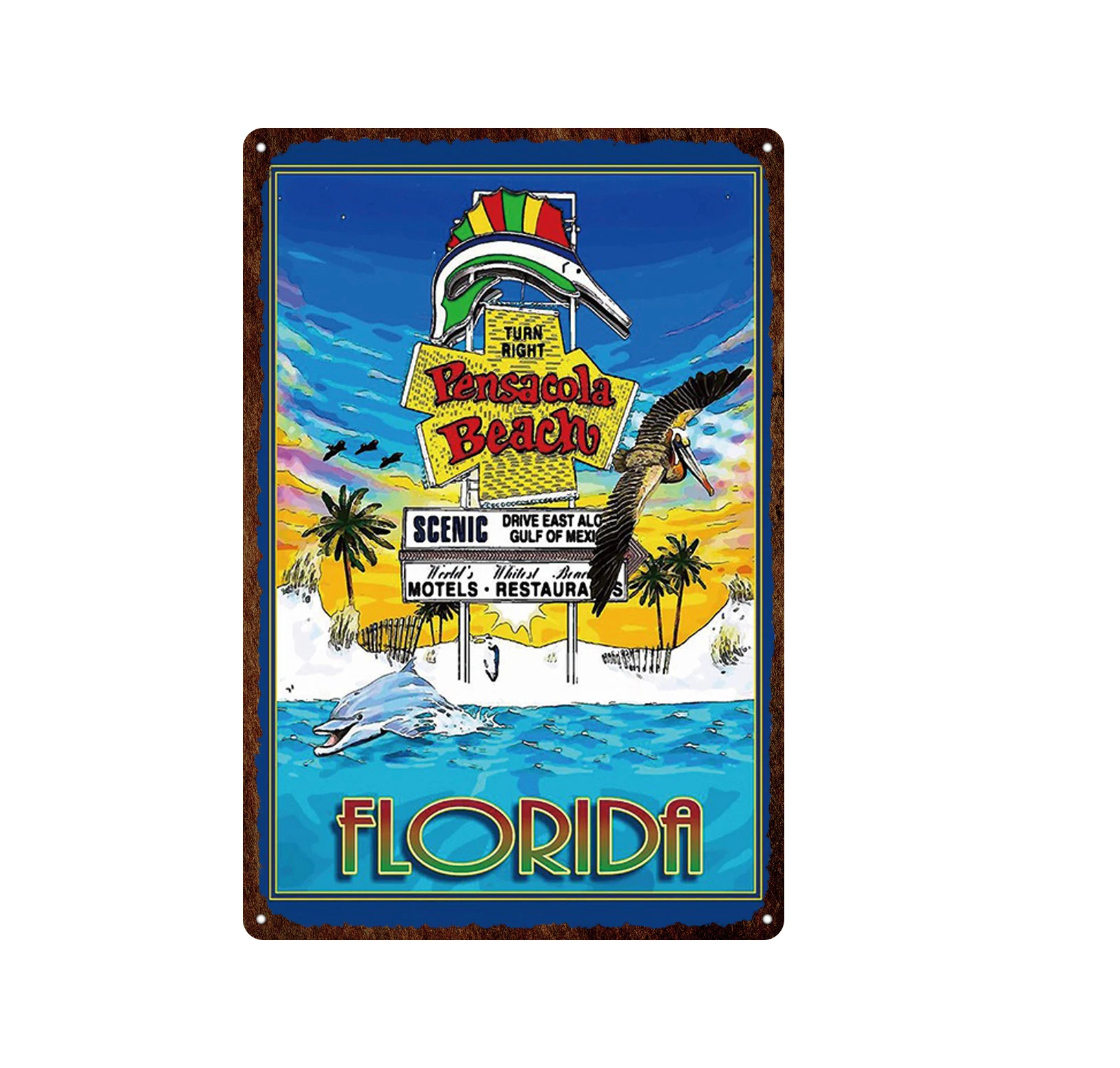 

Vintage Travel Poster Florida India London Australia Landscape Metal Retro Tin Signs Plaque Wall Art Pub Cafe Home Craft Decor