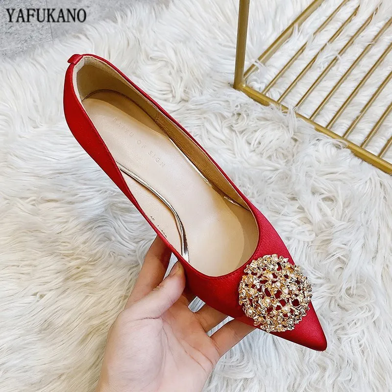 Свадебные туфли Стразы 2020 на шпильках для вечеринки свадебные в китайском стиле