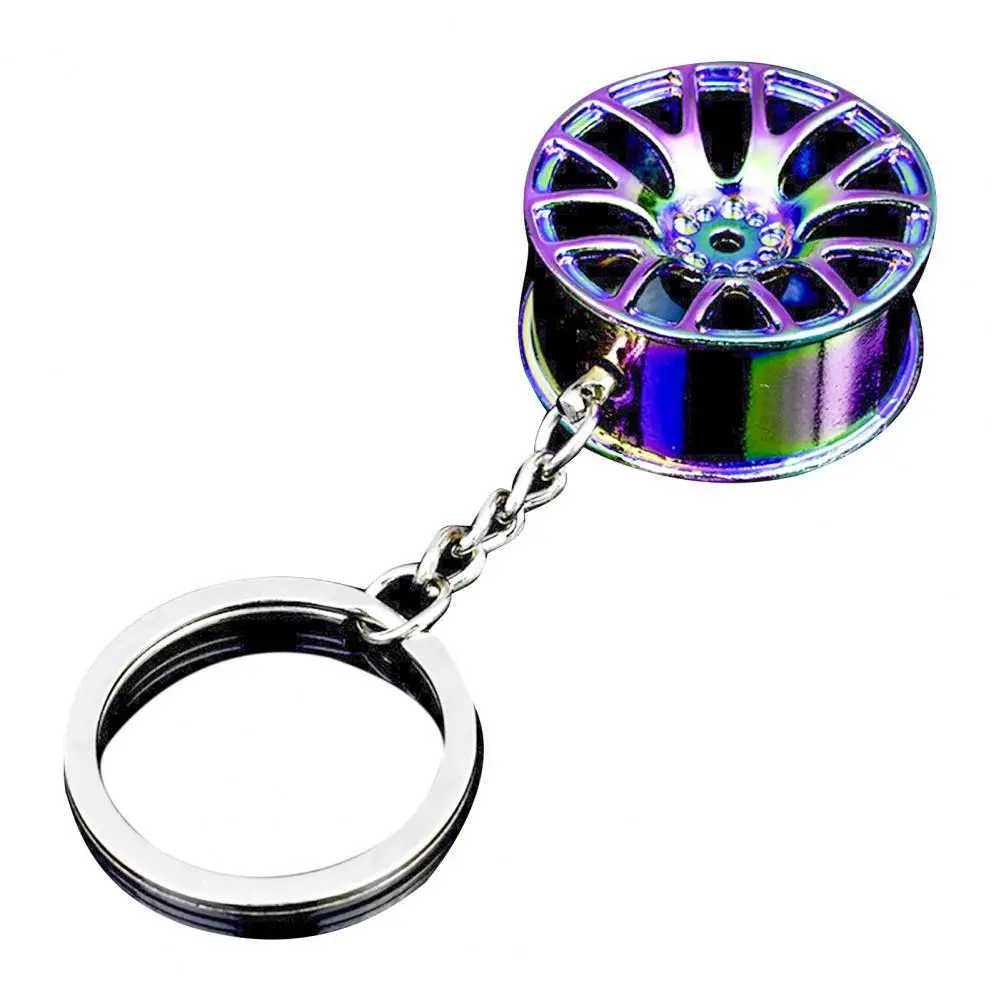 

Keychain Colorful Wheel Hub Shape Zinc Alloy Cool Pendant Accessory for Car Key