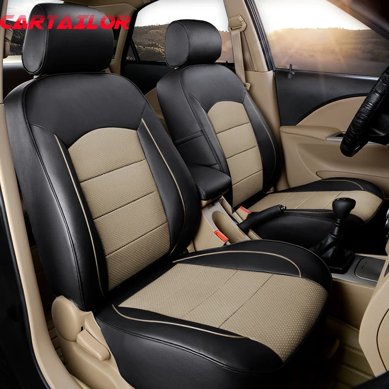

CARTAILOR Genuine Leather Car Seat Covers & Supports for Renault Laguna Seat Cover Cowhide Cars Seats Protector Auto Cushion Set