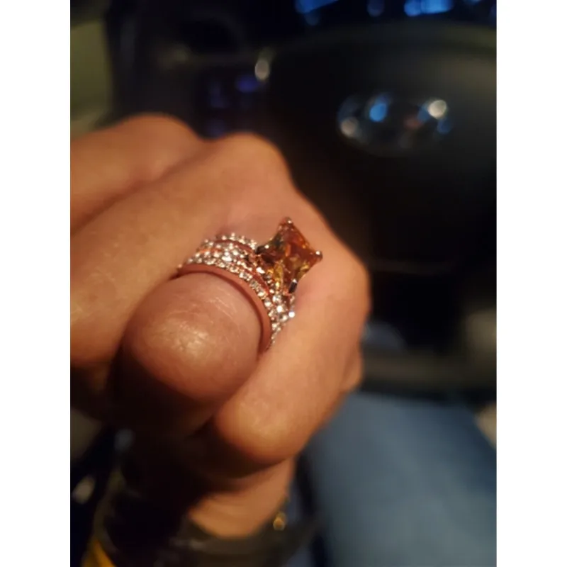 Женские свадебные кольца CC роскошное обручальное кольцо цвета розового золота с