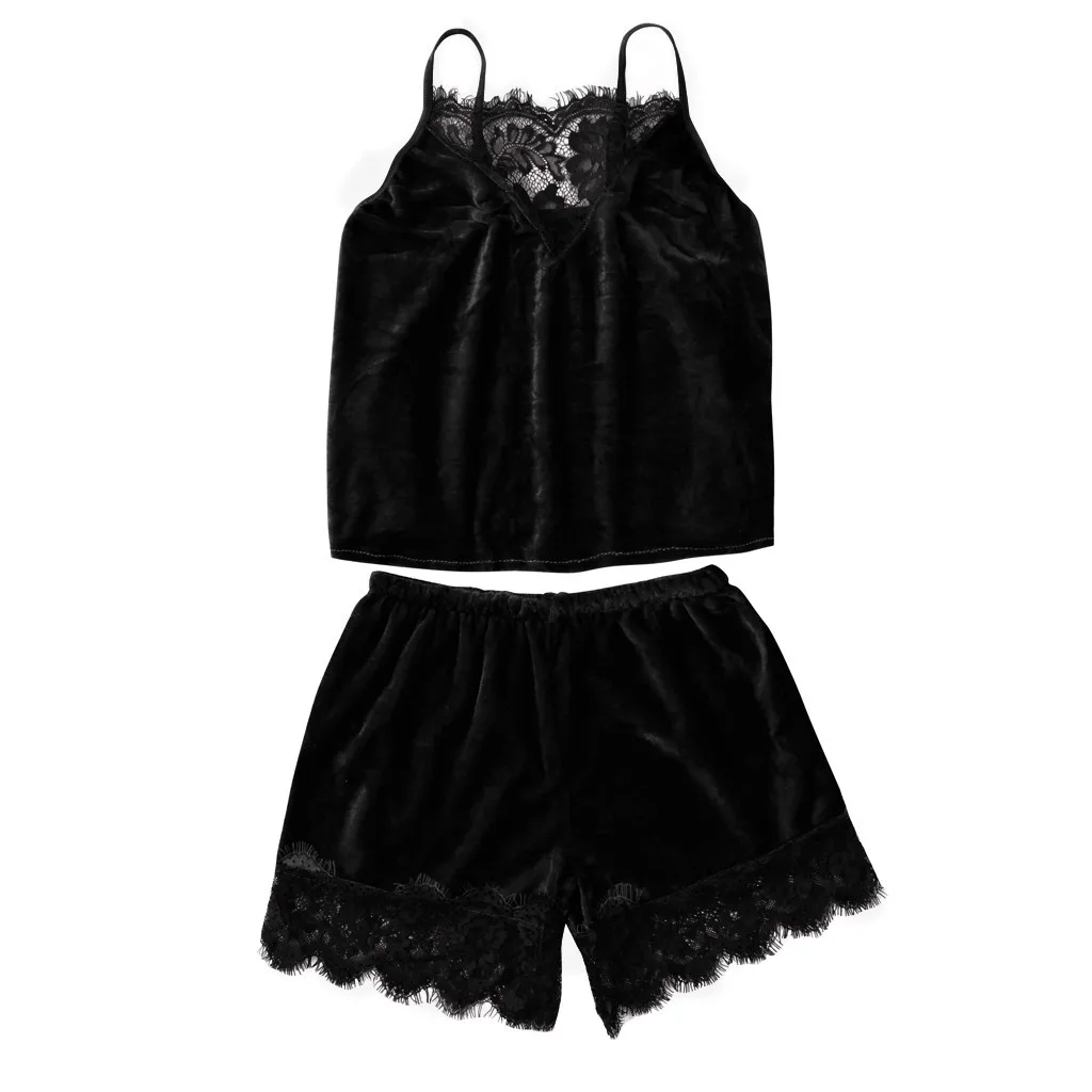 Женская пижама Сексуальный Атласный пижамный комплект замшевое нижнее белье