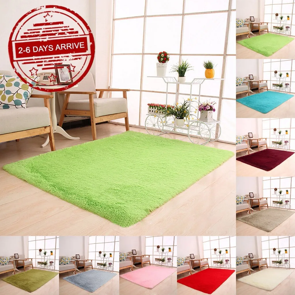 

40*60cm Fluffy Rugs Anti-Skid Shaggy Area Rug Dining Room Carpet Floor Mat Home Carpet Doormat Non-slip Mat Home Decor Rugs