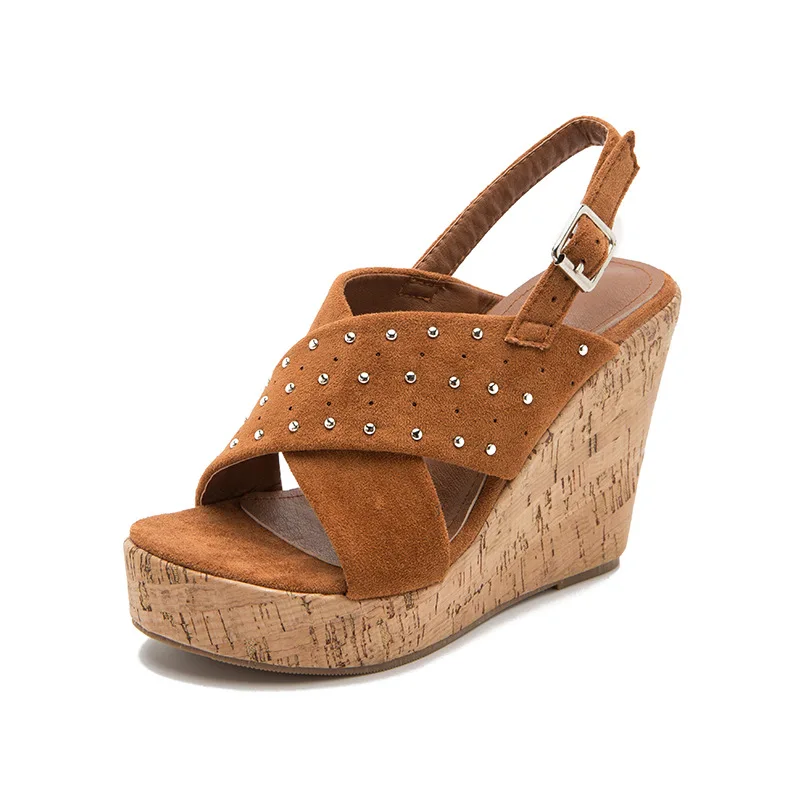 

Women Shoes Summer Large Size 41 42 43 Women Shoes Rivet High Heel Wedges Heel Sandals Open Toe