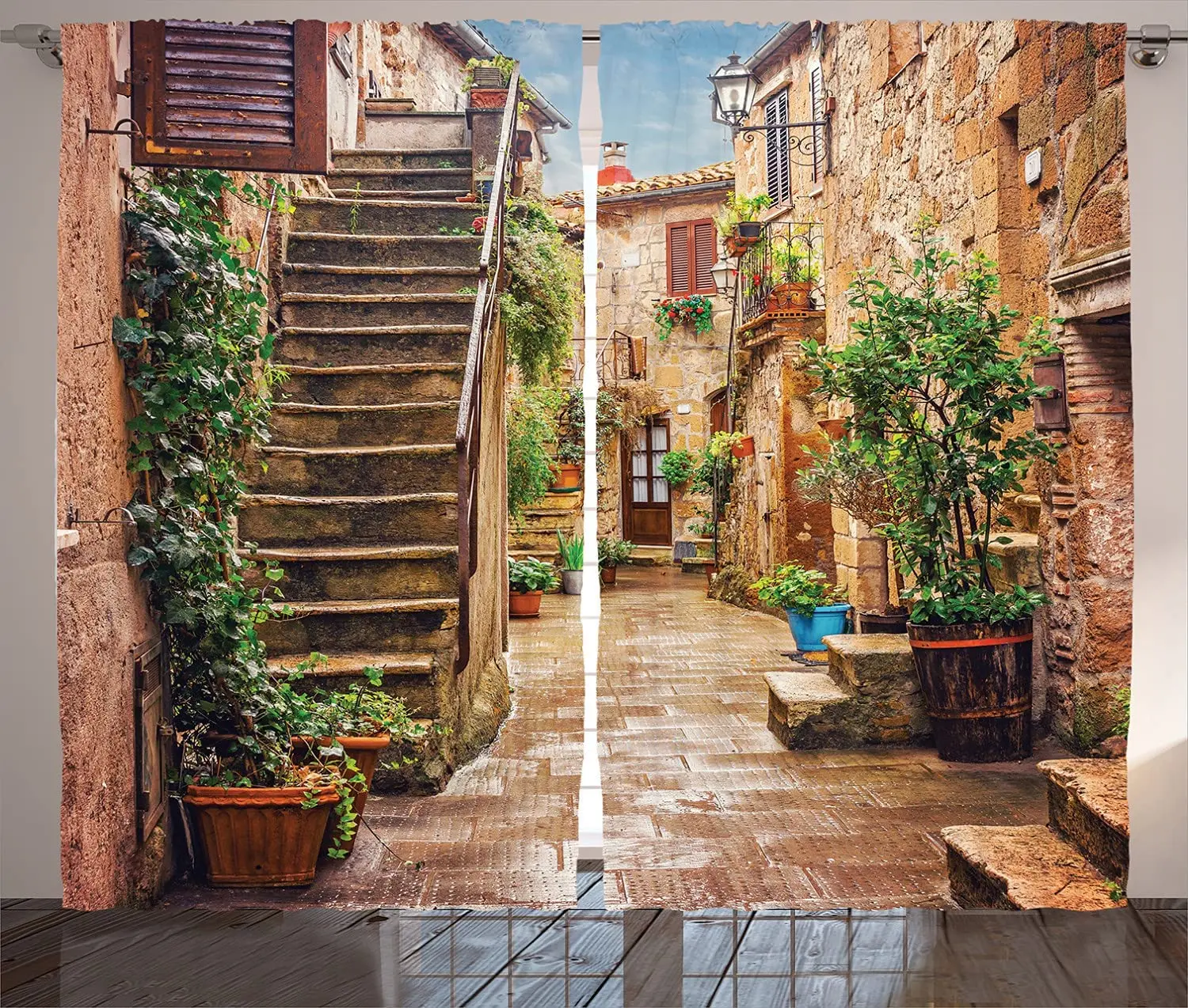 

Декоративные затемняющие шторы для гостиной, итальянские старые средиземноморские уличные каменные дома, спальни, гостиной, роскошные
