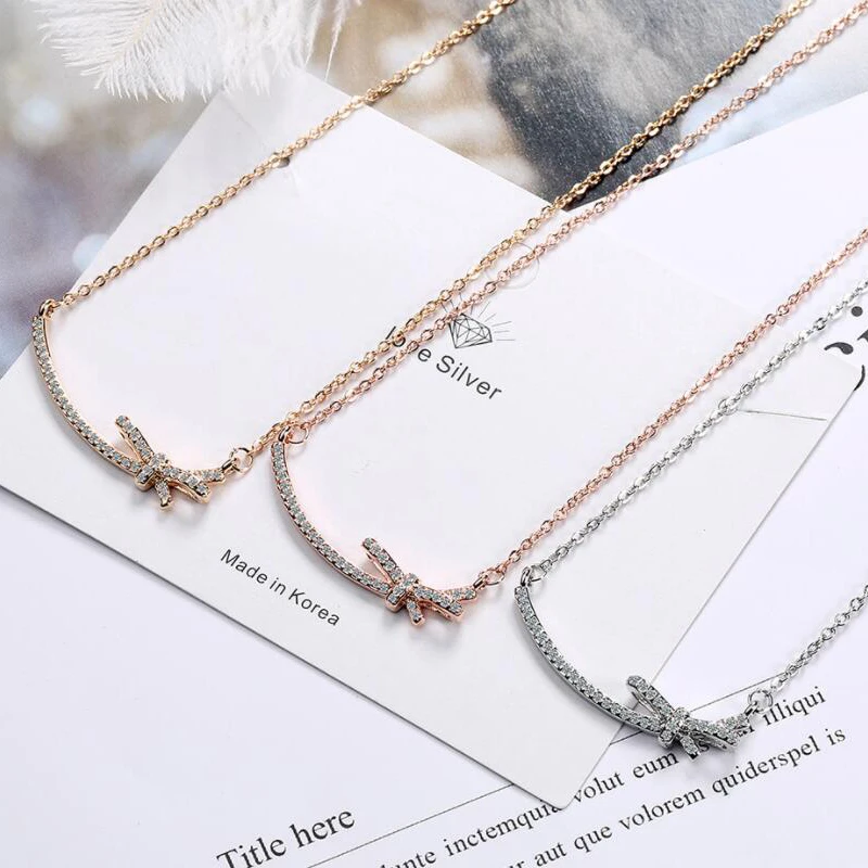 

Женское колье из серебра 925 пробы, с подвеской в виде звезды, Луны и банта