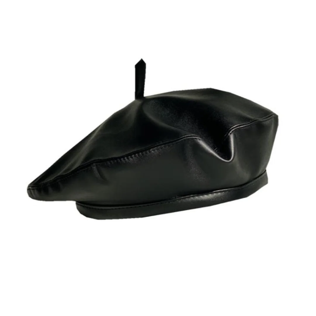 Женский берет из искусственной кожи розово-красный во французском стиле