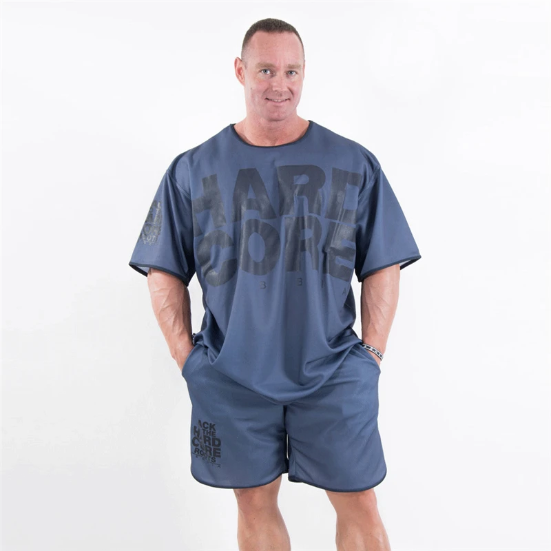 Футболка мужская Спортивная свободная дышащая сетчатая с коротким рукавом для