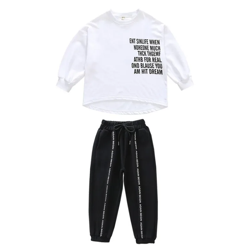 New Girls Clothes Set Teen Girls Tracksuit Spring Autumn Long Sleeve Letter T Shirt &Pants 2pcs Children Suits 6 8 10 12 14 Year