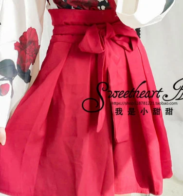 short red dress Японские Женские кимоно кардиган бандажные кимоно для верховой езды пальто юката большой рукав ветер Высокая талия Blet платья Косплей костюмы - Цвет: short red dress