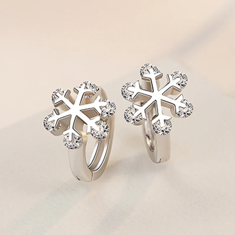 Женские серьги из стерлингового серебра 925 пробы простой дизайн со снежинками
