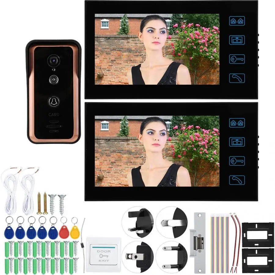 Монитор камеры дверной звонок 7 в 2 монитора проводной видео телефон двери ИК