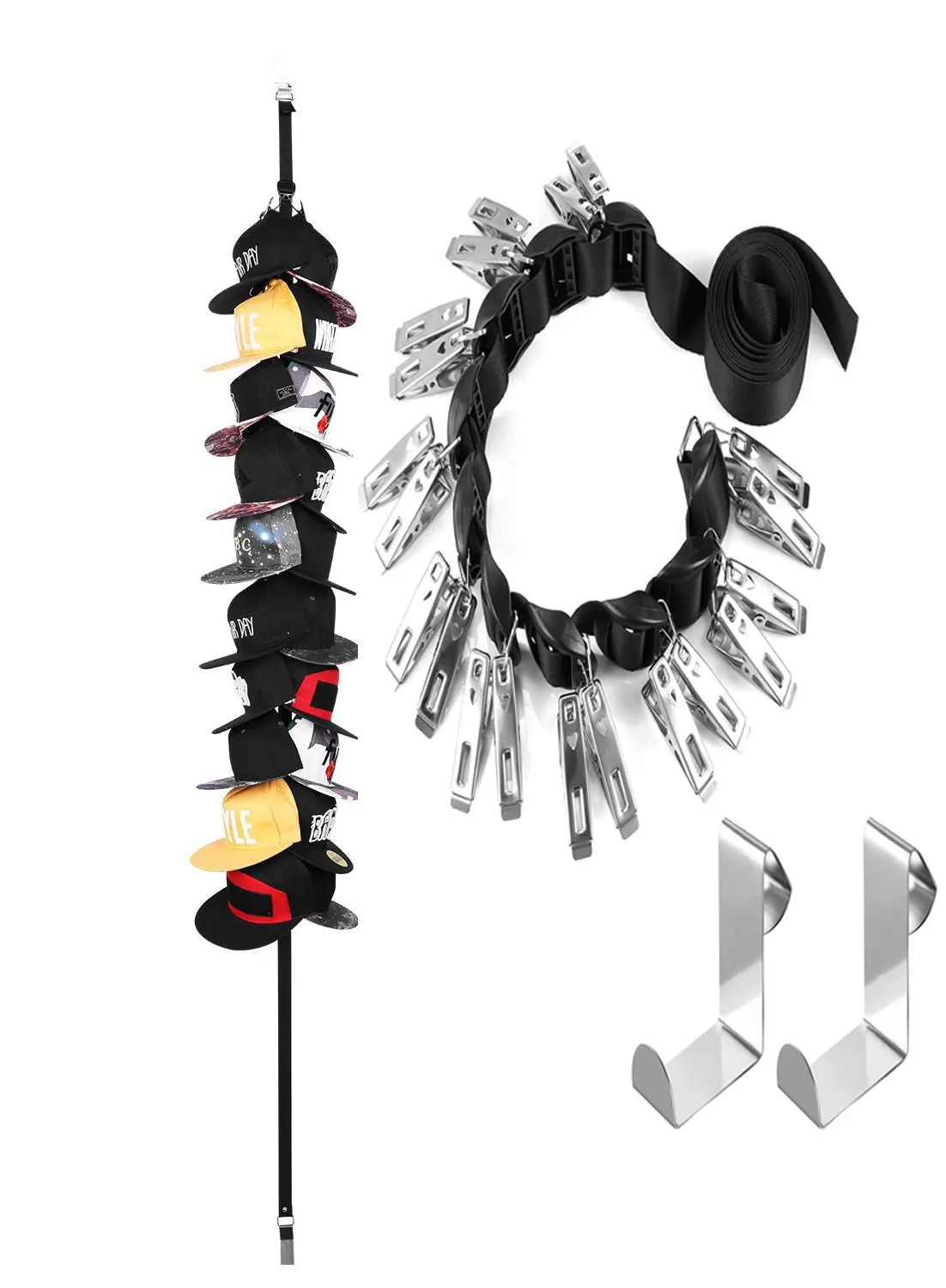 

Adjustable Cap Rack Bag Hat Holder Hat Clothes Organizer Door Back Closet Hook Hanger for Home Dortmitory Storage Space-saving