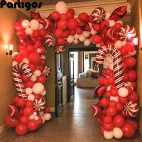 138pcs christmas balloon garland arch kit with christmas red white candy balloons red star globos for christmas party decoration