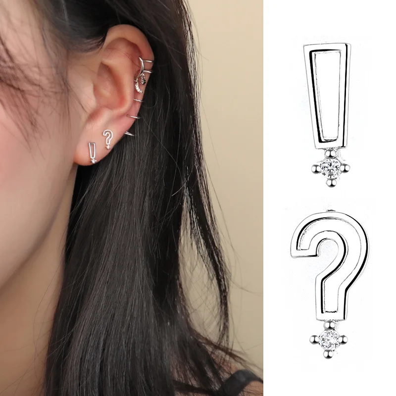 

Todorova Fashion Funny Question & Exclamation Mark Stud Earrings For Women Lady's Asymmetric Small Earrings Jewelry
