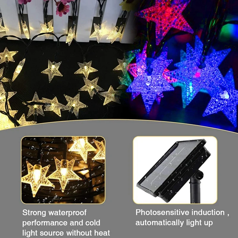 

Solar String Lights,50 LED Waterproof Solar Star Fairy Lights for Garden/Party/Christmas Tree Decoration (Multicolor)