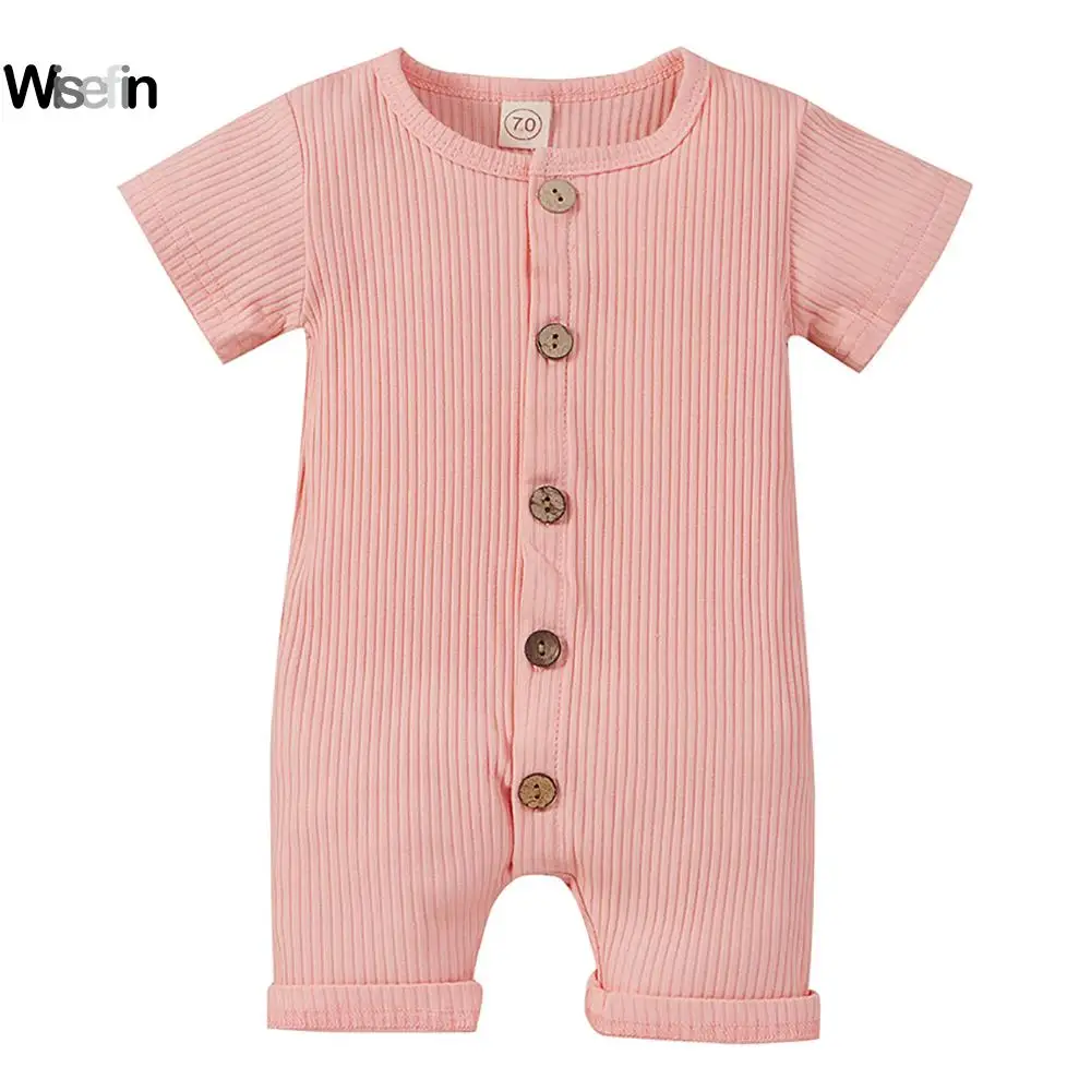 

Unisex Newborn Baby Rompers Clothes Solid Color Boys Girls Summer Cotton Short Sleeve Toddler Infant Jumpsuit Clothing 0-12M D30