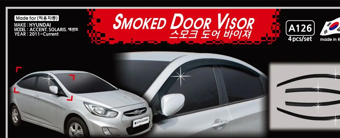 

Chrome Door Rain Visor Side Window Deflector Shade Sun Wind Shield Silver Trips Eaves for Hyundai Accent