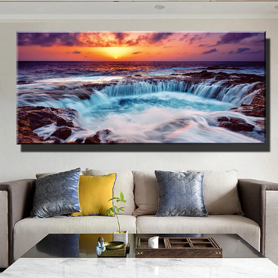 Алмазная 5d картина сделай сам водопад пейзаж море полноразмерная круглая