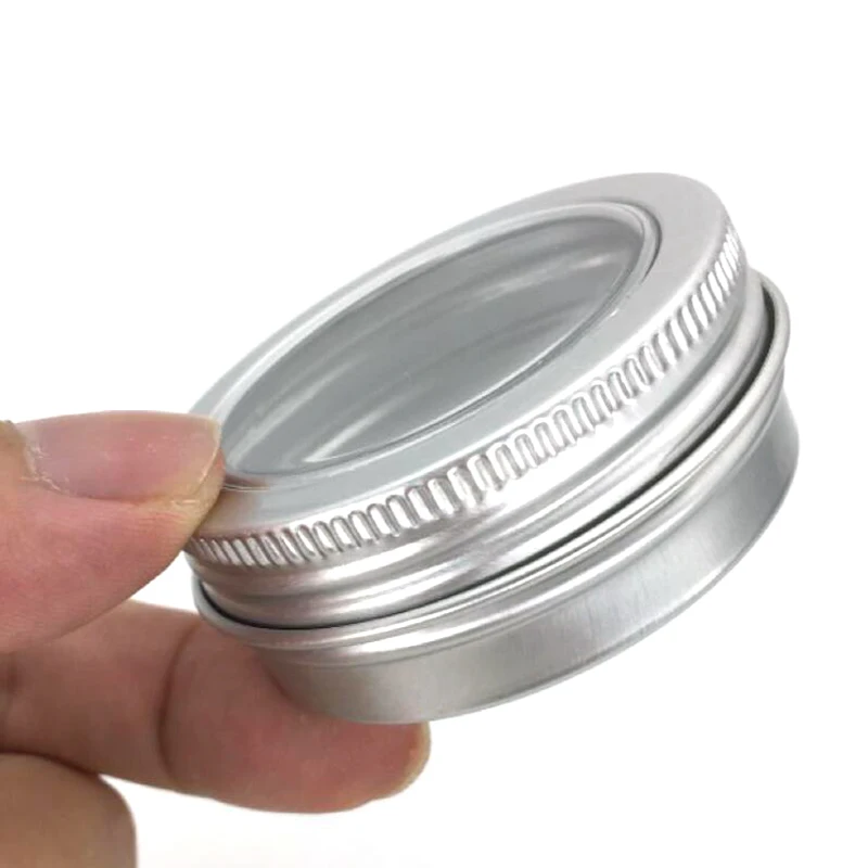 

30ML Clear Window Aluminium Screw Tin Bottle Jar Pot Cans Containers Case For Lip Balm Nail Art Makeup DIY Cream Cosmetic Box