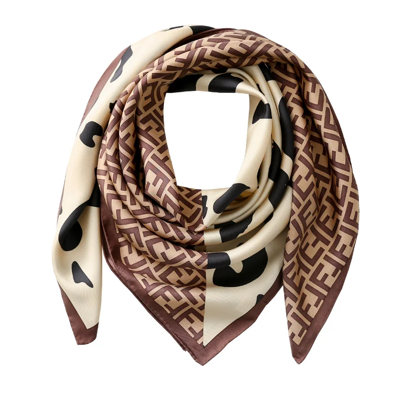 

[PTAH]Brand Designer Silk Scarf 88*88CM 100% Mulberry Silk Scarf Temperament Square Small Bag Wrap Bohemian Retro Ladies Scarves