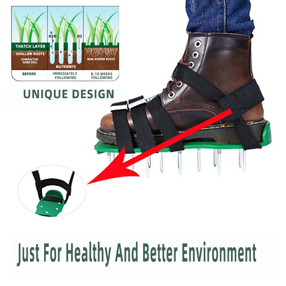 

Hot Garden Lawn Aerator Shoes Sandal Aerating Spike Grass Green Spiked Tool Loose Soil Shoes for Aerating Lawn Soil Yard Grass