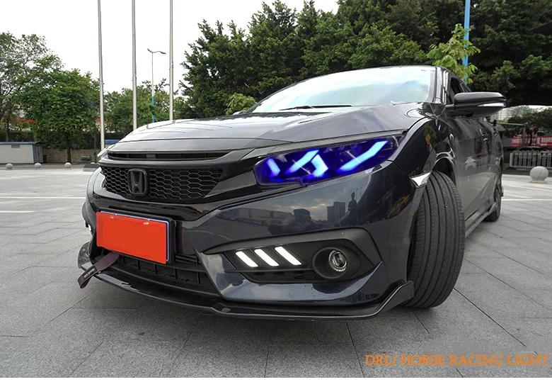 DY_L автомобили Стайлинг корпус передней фары для Honda CIVIC X G10 MK10 Bugatti стиль фары все светодиодные ходовые огни Светодиодный задний противотуманный фонарь
