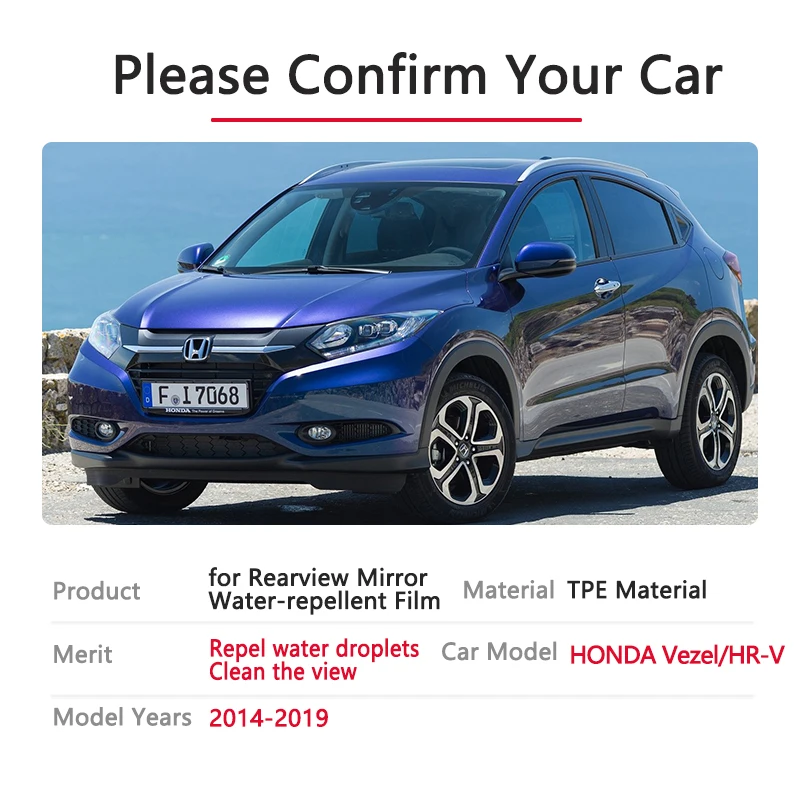 Полноэкранное антизапотевающее непромокаемое зеркало заднего вида для Honda Vezel 2014