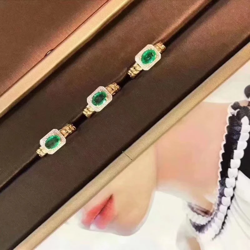 new style elegant green emerald ring for women jewelry 925 sterling silver natural real gem girl birthday gift | Украшения и