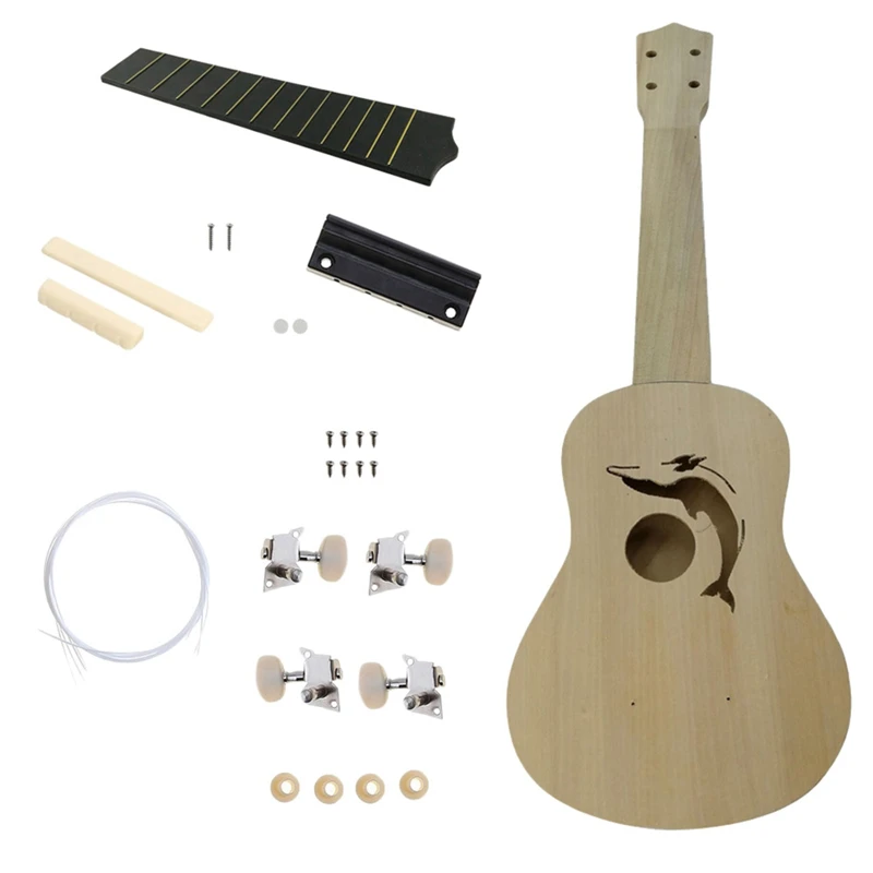 

21 Inch Ukulele DIY Kit Tool Hawaii Ukulele Kit Wooden Musical Instrument for Beginner Gift Children's Toy