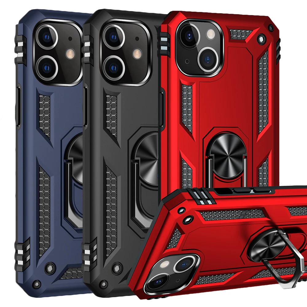 

For iPhone 12 13 11 Pro Max Case Luxury Armor Shockproof Metal Ring ​for Apple iphone Xs Max X XR SE 7 8 6 6S Plus Phone Cover