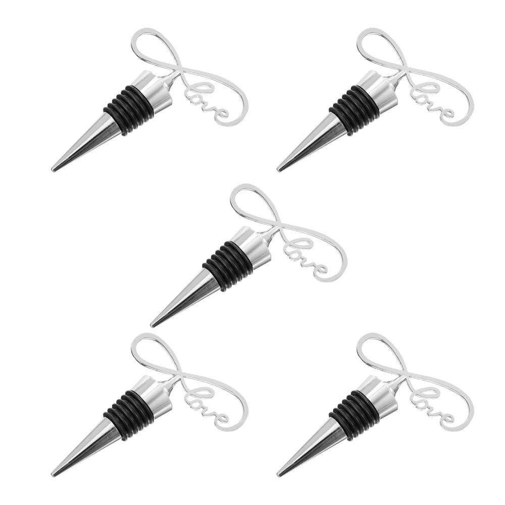 

5 Pcs 1 Set Exquisite Bottle Cork Fashionable Alloy Bottle Stopper (Silver)