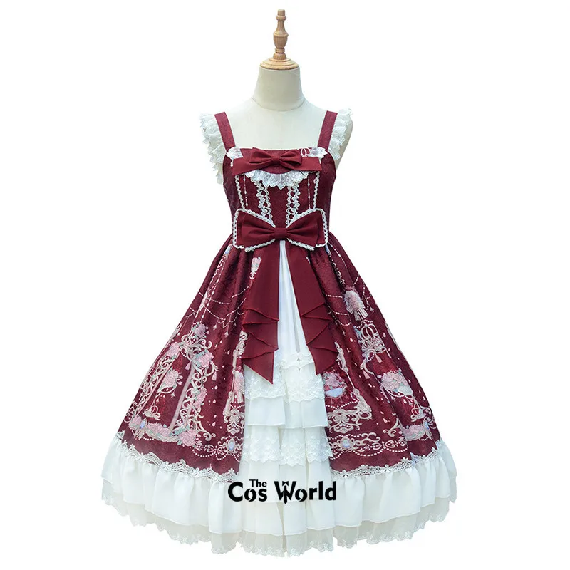

[Fan Hua Zhang Hua] Sweet Lolita JSK Dress Medium Long Sleeve Floral Pattern Pleated One Piece Dresses