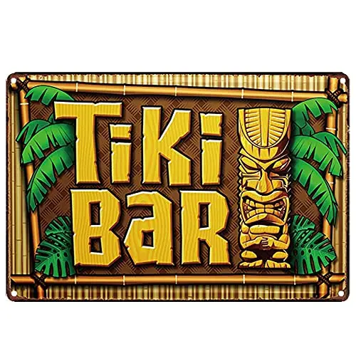 

Original Retro Design Tiki Bar Tin Metal Signs Wall Art | Thick Tinplate Print Poster Wall Decoration for Beer Bar/ Man Cave