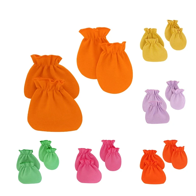 

Fashion Anti Scratching Baby Gloves For Newborn Protection Face Scratch Pure Cotton Solid Color Newborn Mittens Accessories